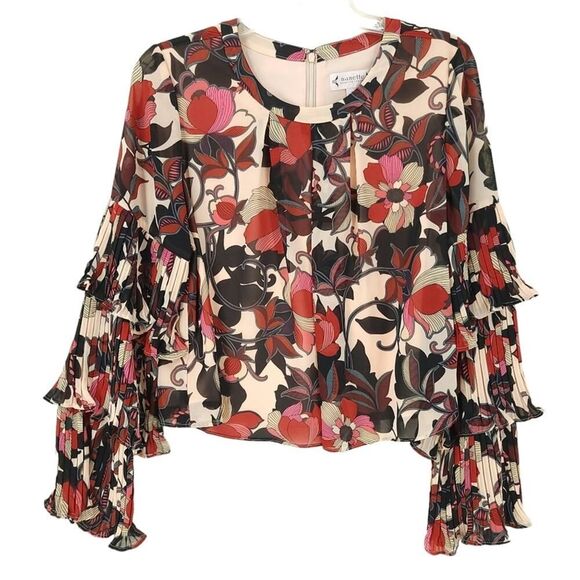 Nanette Lepore Floral Cropped Blouse MED - Picture 1 of 9